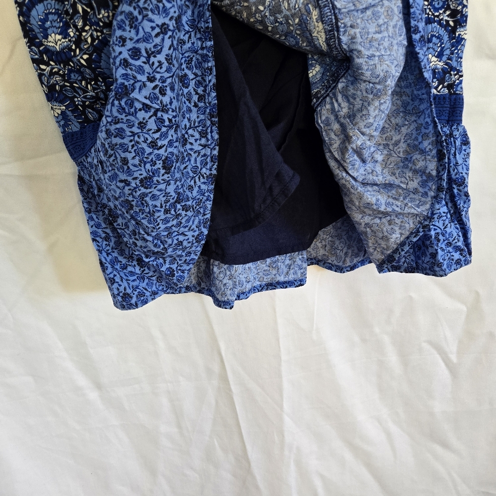 Old Navy Women's Blue Floral Boho‎ Puff-Sleeve Summer Mini Swing Dress Medium - Picture 7 of 9